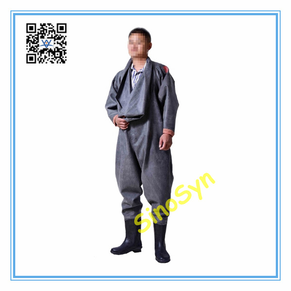 FQ1718 All Rubber Closed Coverall Underwater Fishery Mens Safty Protective Overall Suits --Black